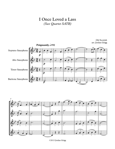 I Once Loved a Lass (Sax Quartet SATB) (arr. Jordan Grigg)