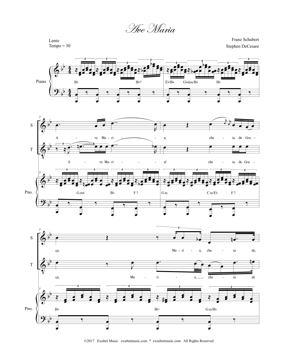 Ave Maria (Portuguese Lyrics - Duet for Soprano and Tenor Solo - High Key) (arr. Stephen DeCesare)