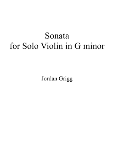 Sonata for Solo Violin in G minor