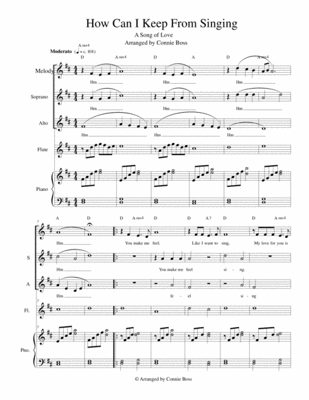 How Can I Keep From Singing - Love - vocal trio and piano with optional instruments included (arr. Connie Boss)