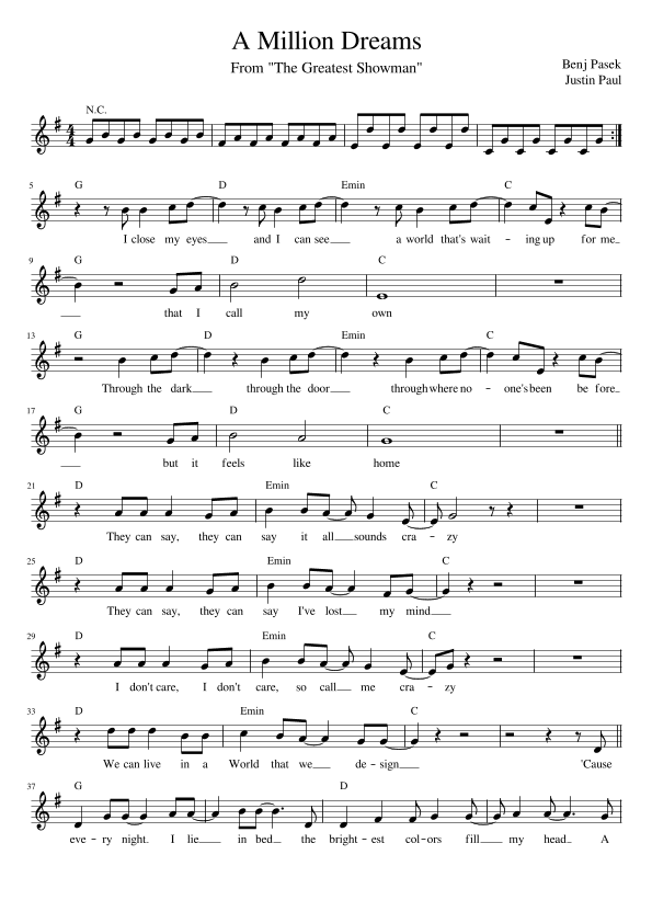 A Million Dreams (arr. Jack Vaughan)