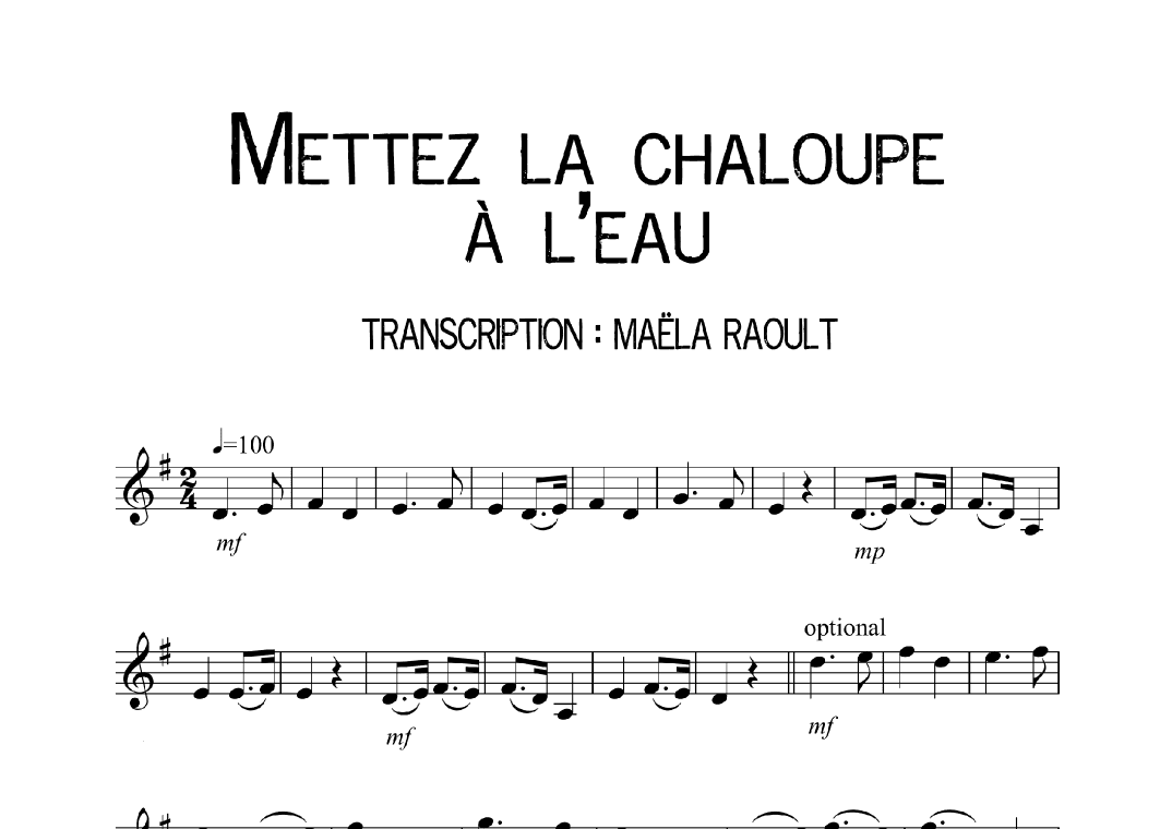 Mettez la chaloupe à l'eau (arr. Maëla Raoult)