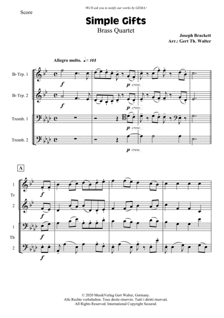 Simple Gifts (arr. Gert Th. Walter)