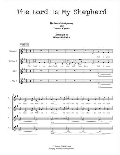 The Lord Is My Shepherd, SSAA a cappella (arr. Dianne Goldrick)