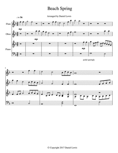 Three Meditations on Beach Spring (Flute, Oboe, and Piano with parts) (arr. Daniel Lewis)