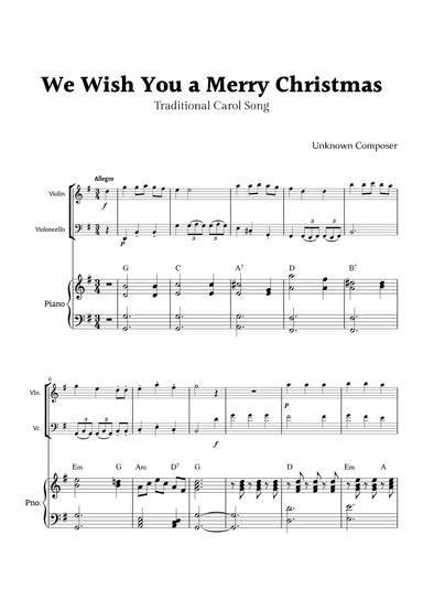 We Wish you a Merry Christmas for Piano Trio with Chords (arr. Rika K.)