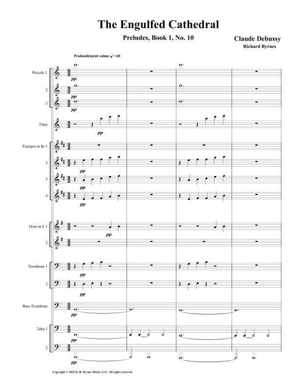 Claude Debussy – La plus que lent (Brass Choir + Piccolo & 2 Flutes) (arr. Richard Byrnes)