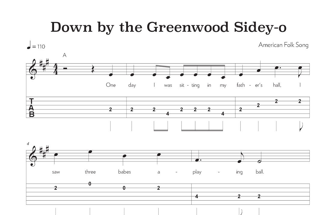 Down by the Greenwood Sidey-o (arr. Riverside Guitar School)