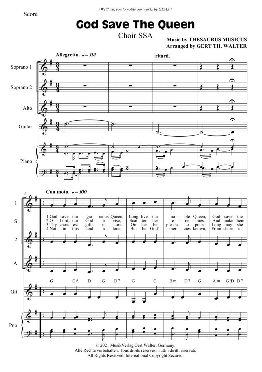 God Save The Queen (arr. Gert Th. Walter)