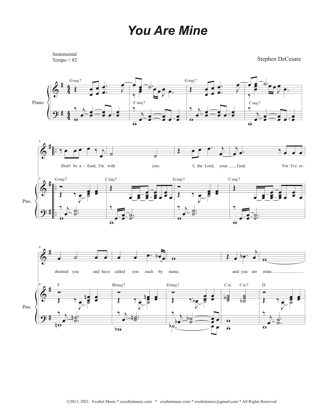 You Are Mine (Vocal solo - High Key)