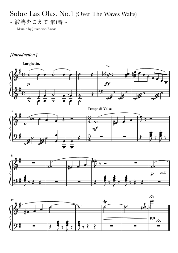 "Over the waves" (Gdur) full size (arr. pfkaori)