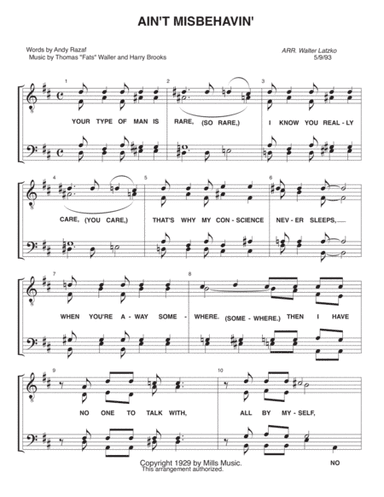 Ain't Misbehavin' (arr. Walter Latzko)