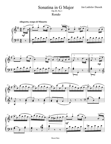 Dussek Sonatina in G Major Op.20 No.1 Rondo (arr. Ben Choupak)