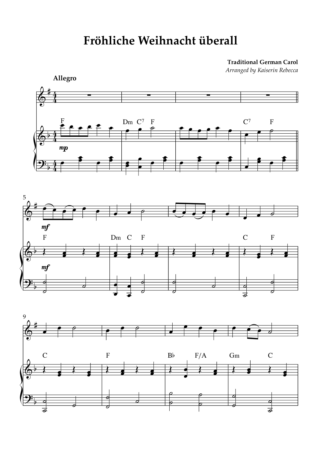 Fröhliche Weihnacht überall (arr. Kaiserin Rebecca)