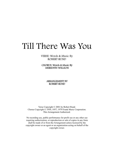 Till There Was You (arr. arr. Robert Rund)
