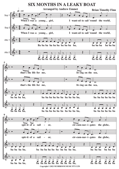 Six Months In A Leaky Boat (arr. Andrew Emmet)