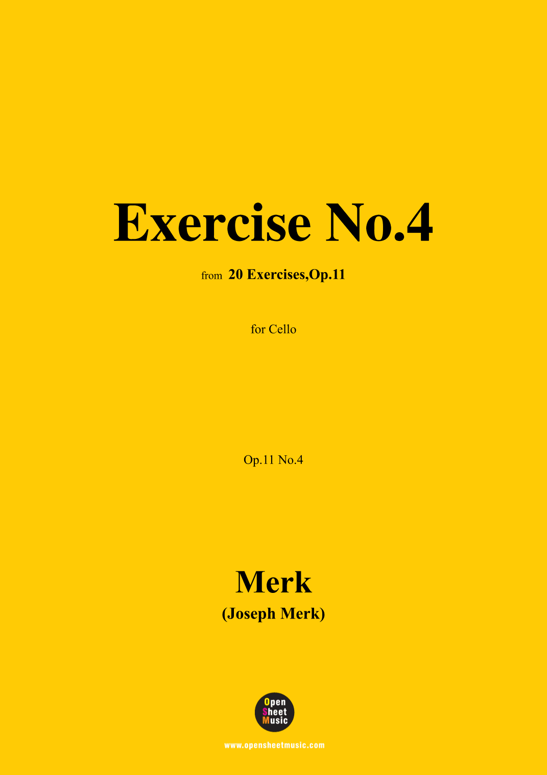 Merk-Exercise No.4,Op.11 No.4,from '20 Exercises,Op.11',for Cello (arr. OSM Press)