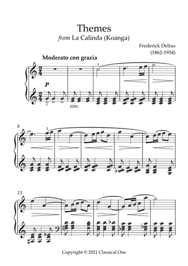 Delius - Themes from La Calinda(With Note name) (arr. MPS)
