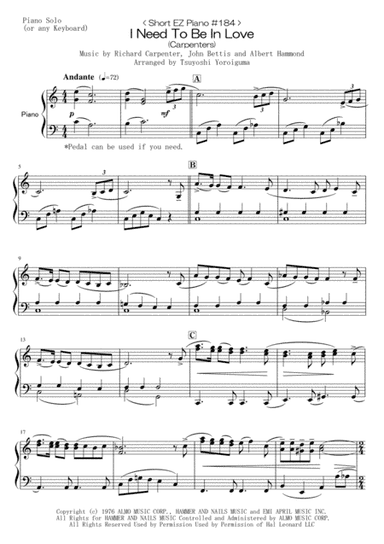 I Need To Be In Love (arr. Tsuyoshi Yoroiguma)