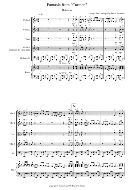 Habanera (Fantasia from Carmen) for String Quartet (arr. David Burndrett)