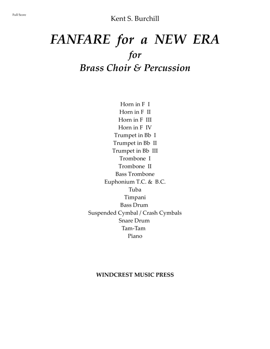 FANFARE for a NEW ERA for Brass Choir and Percussion