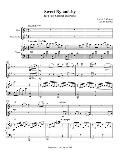 Sweet By-and-by for Flute, Clarinet and Piano (arr. Ian Wei)