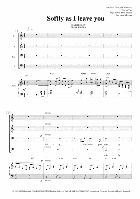Softly As I Leave You (arr. Jetse Bremer)