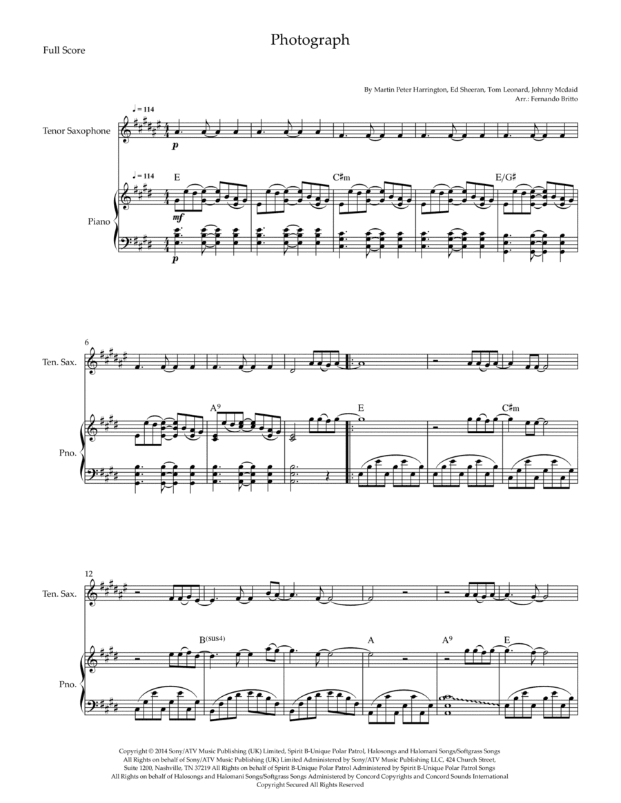 Photograph (arr. Fernando Britto)