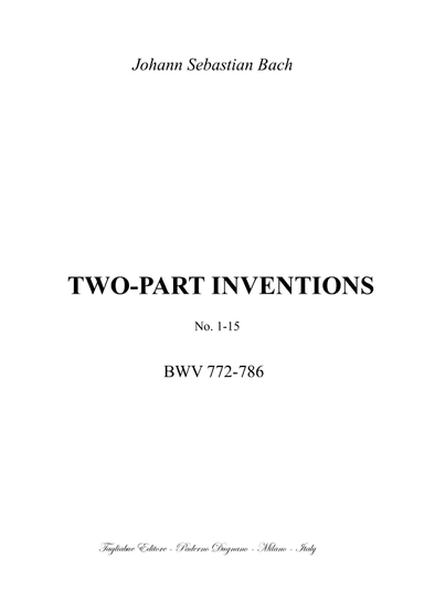 COMPLETE TWO-PART INVENTIONS - BWV 772-786 (arr. Renato Tagliabue)