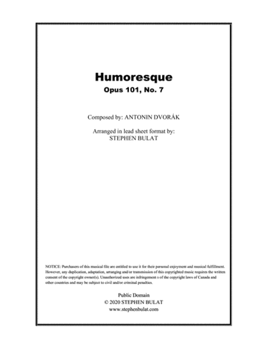 Humoresque (Dvorak) - Lead sheet (key of A) (arr. Stephen Bulat)