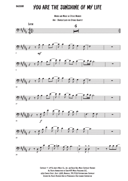 You Are The Sunshine Of My Life (arr. Darren Lloyd)