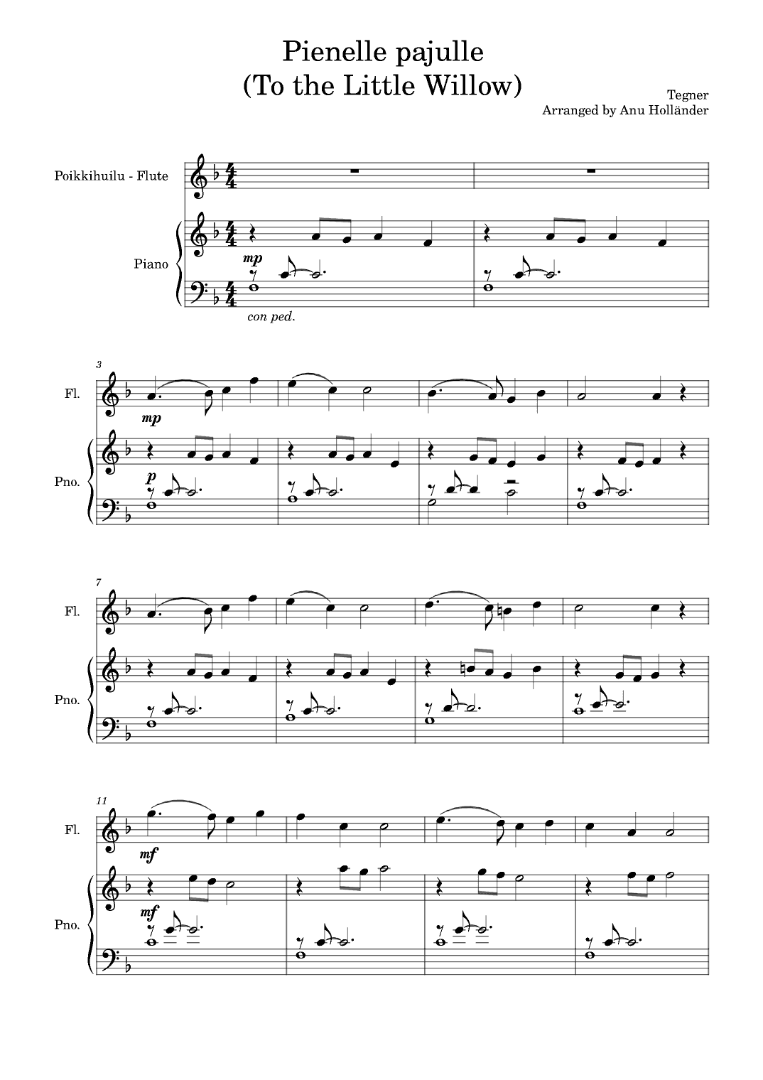 Soittosalkku: Pienelle pajulle (To the Little Willow) (arr. Anu Holländer)