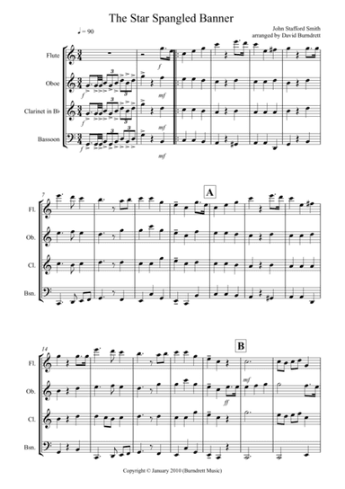 The Star Spangled Banner for Wind Quartet (arr. David Burndrett)