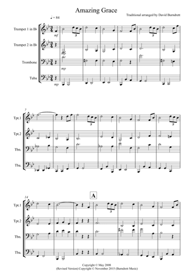 Amazing Grace for Brass Quartet (arr. David Burndrett)