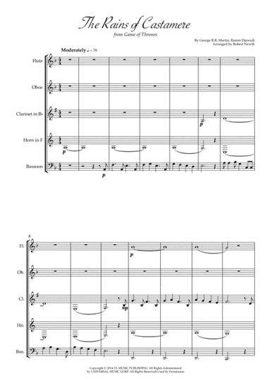The Rains Of Castamere (arr. Robert Newth)