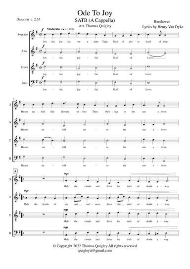 Ode To Joy (SATB A Cappella) (arr. Thomas Quigley)