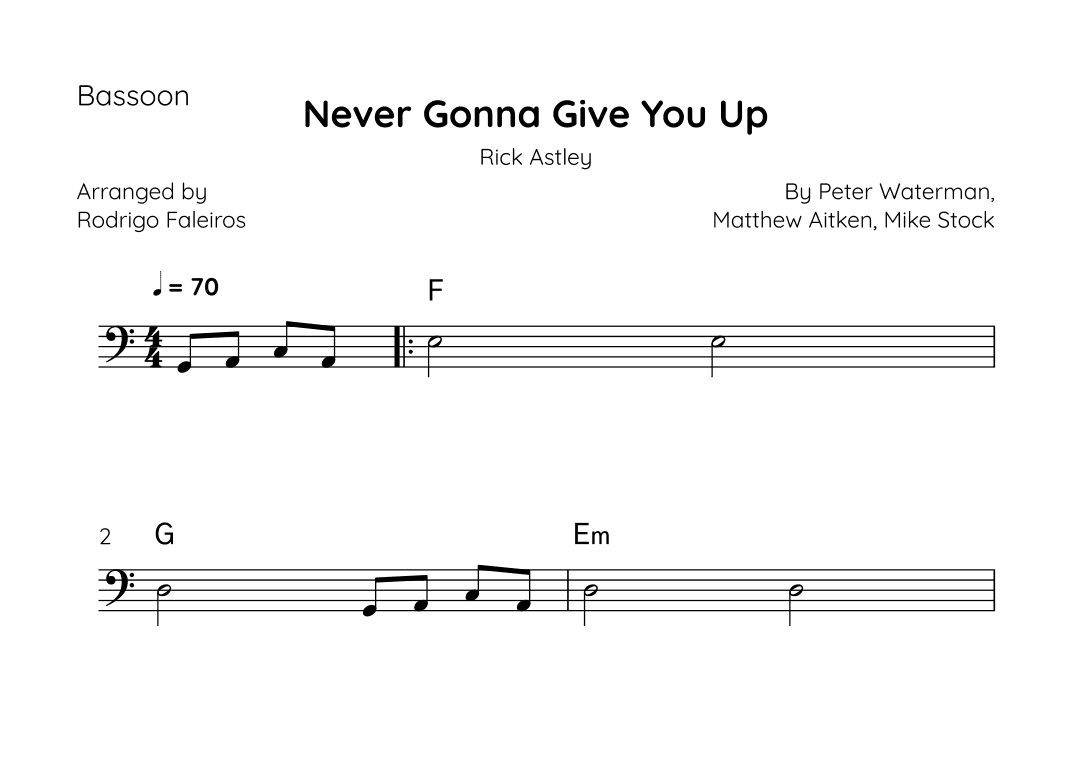 Never Gonna Give You Up (arr. Rodrigo Faleiros)