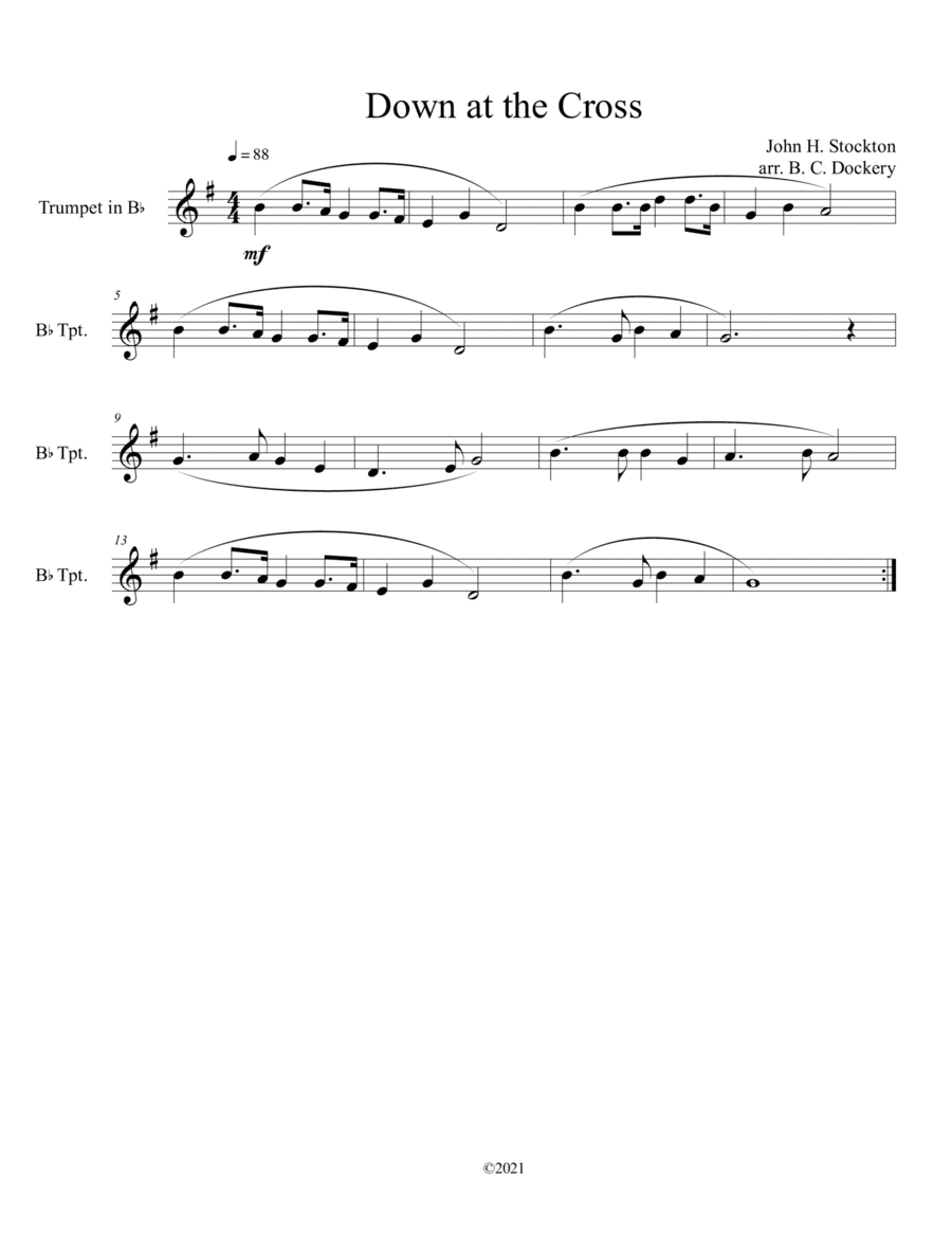 Down at the Cross (trumpet solo) (arr. B. C. Dockery)