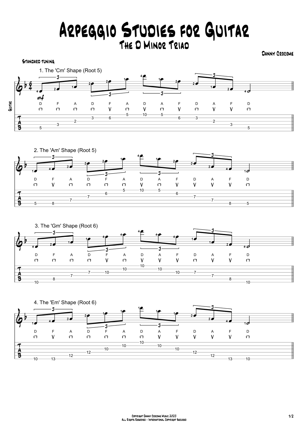 Arpeggio Studies for Guitar - The D Minor Triad