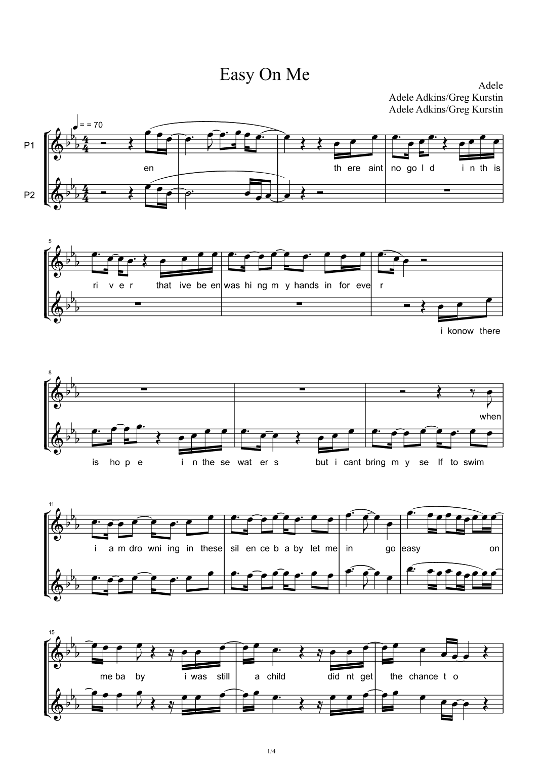 Easy On Me (arr. Adele Adkins)