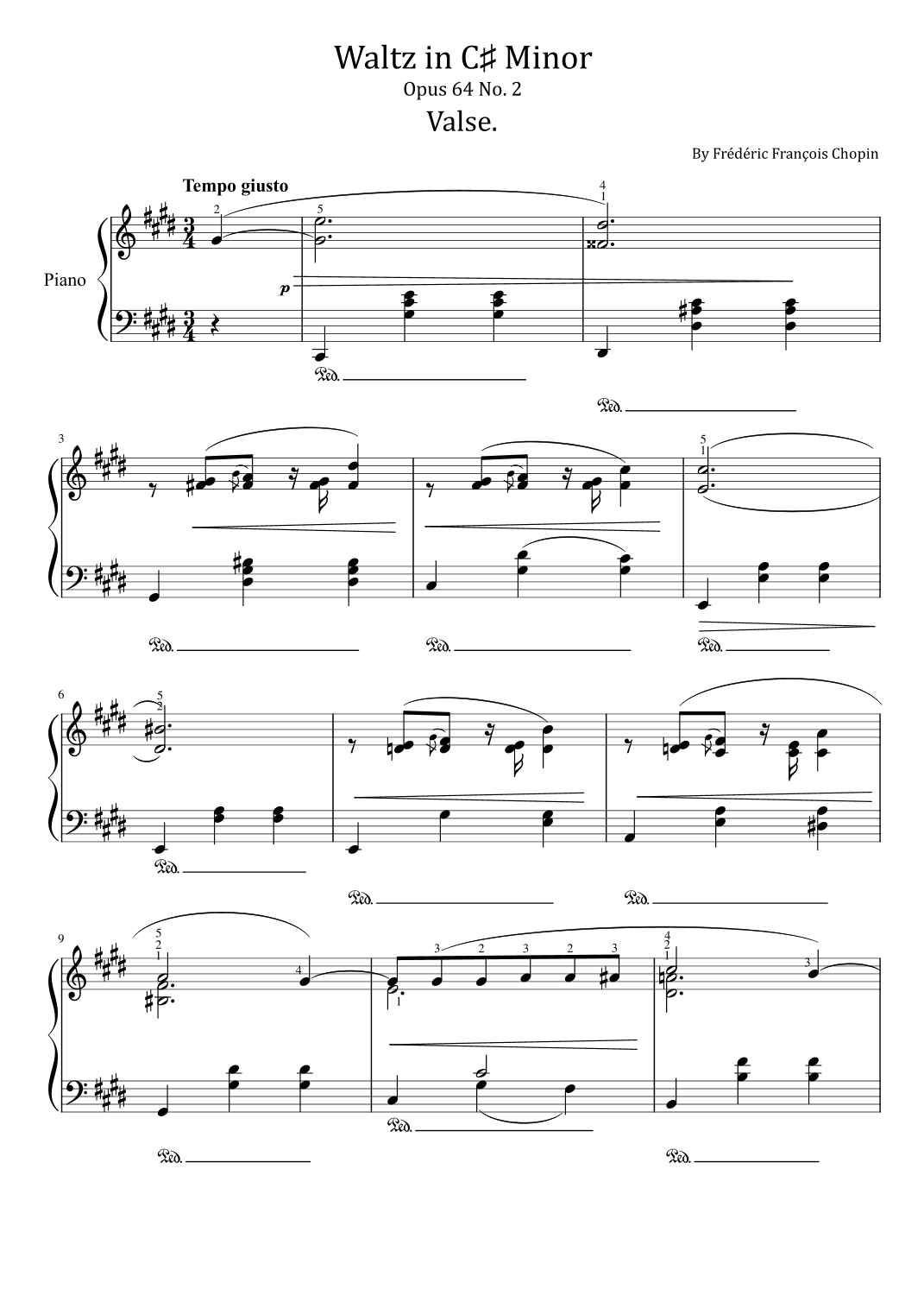 Chopin Waltz in C? Minor - Op. 64 No. 2 - Original With Fingered - Waltz No.7 (arr. poon)