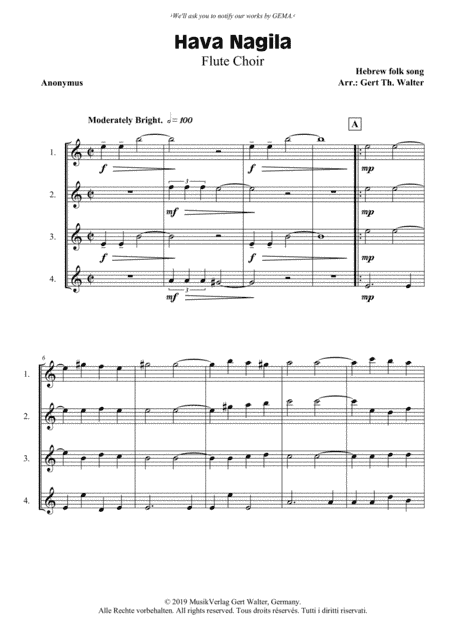 Hava Nagila (arr. Gert Th. Walter)