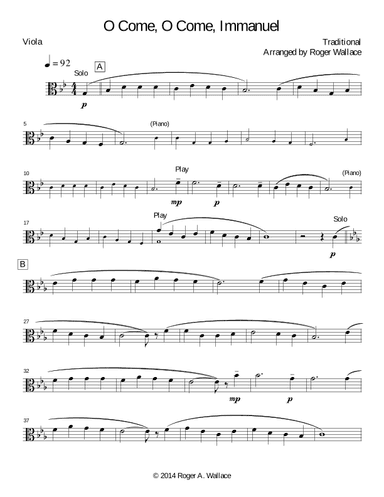 O Come, O Come, Immanuel (Emmanuel) (arr. Roger Wallace)