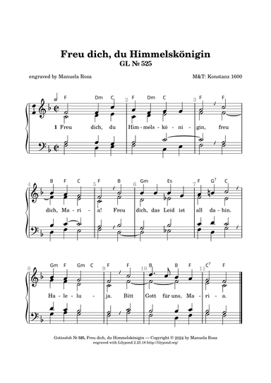 Freu dich, du Himmelskönigin (Gotteslob 525) (arr. Manuela Rosa)