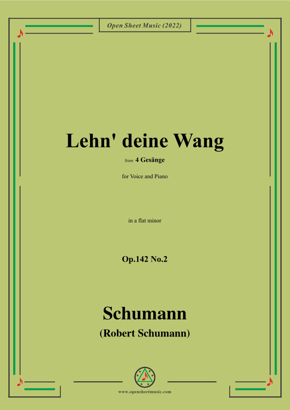 Schumann-Lehn deine Wang,Op.142 No.2,in a flat minor (arr. OSM Press)
