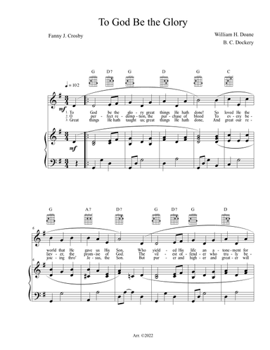 To God Be the Glory (Piano/Vocal/Guitar) (arr. B. C. Dockery)