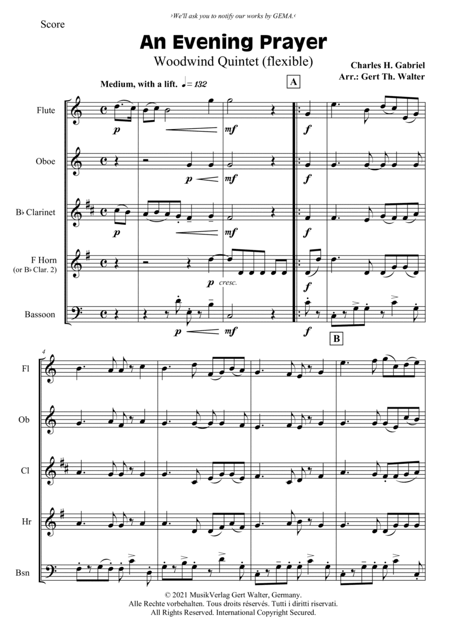 An Evening Prayer (arr. Gert Th. Walter)