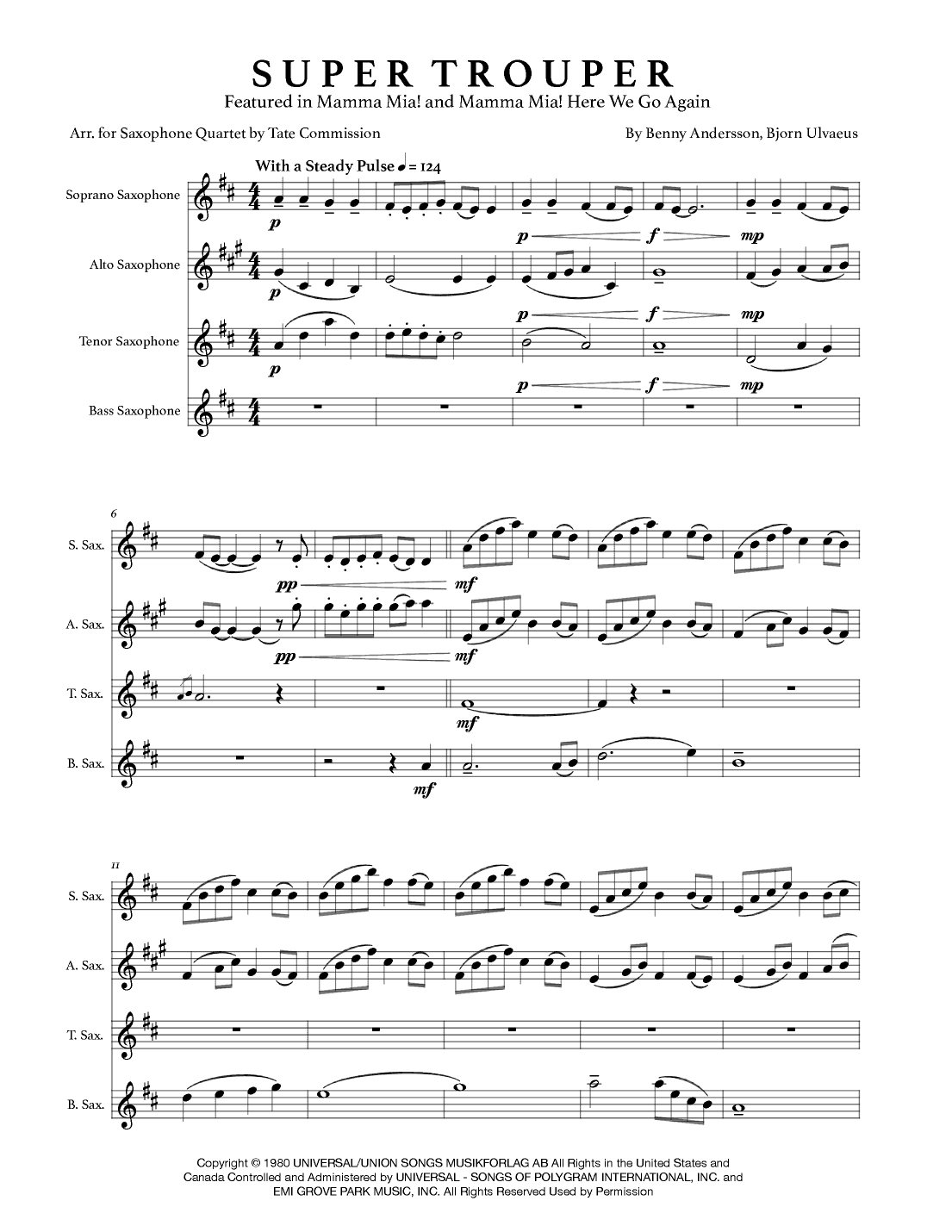 Super Trouper (arr. Tate Commission)