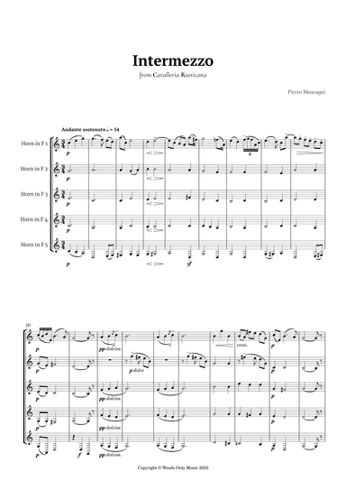 Intermezzo from Cavalleria Rusticana by Mascagni for French Horn Quintet (arr. Ander)