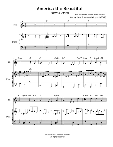 America the Beautiful (Flute & Piano) (arr. Carol Troutman Wiggins)